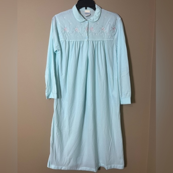 Katz 70’s Vintage Modest Embroidered Flannel Long Nightgown Medium Feminine - Picture 11 of 11